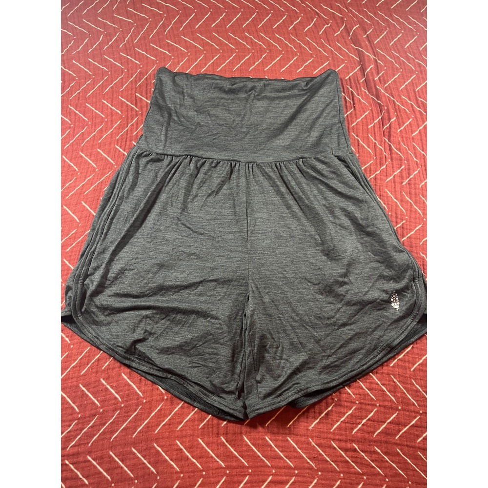 Free People Movement Charcoal Grey High Waisted Dolphin‎ Hem Shorts Womens